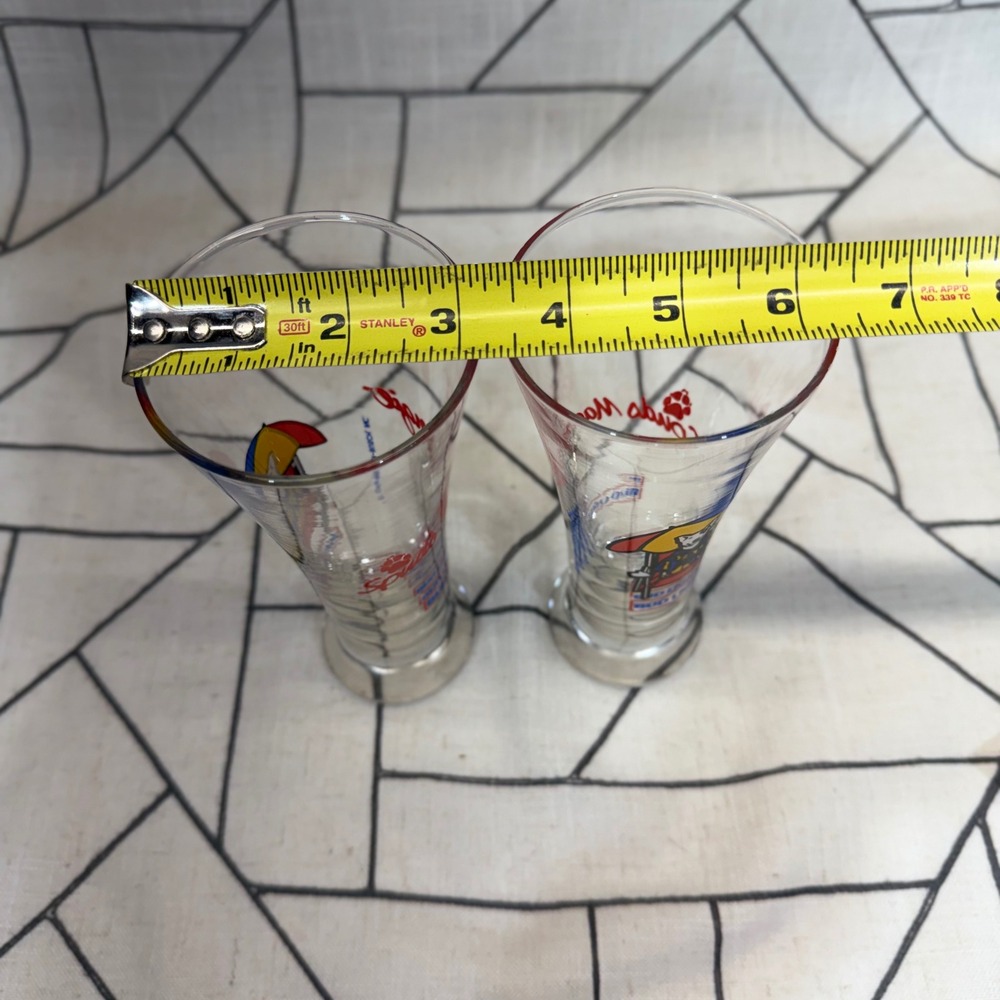 Bud Light Spuds MacKenzie Shot Glasses 6in Clear 1987 Vintage Pilsner Set of 2 - Picture 9 of 9